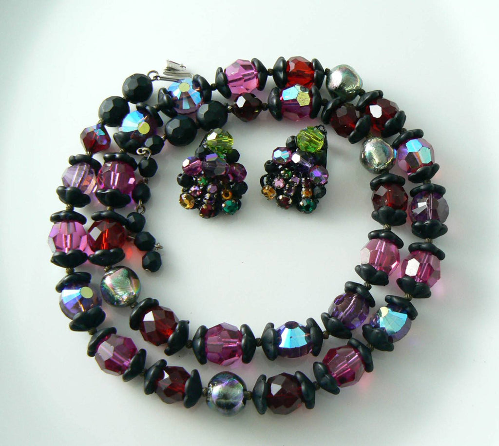 Eugene Single Strand Rhinestone Hot Pink Red Crystal Black Demi