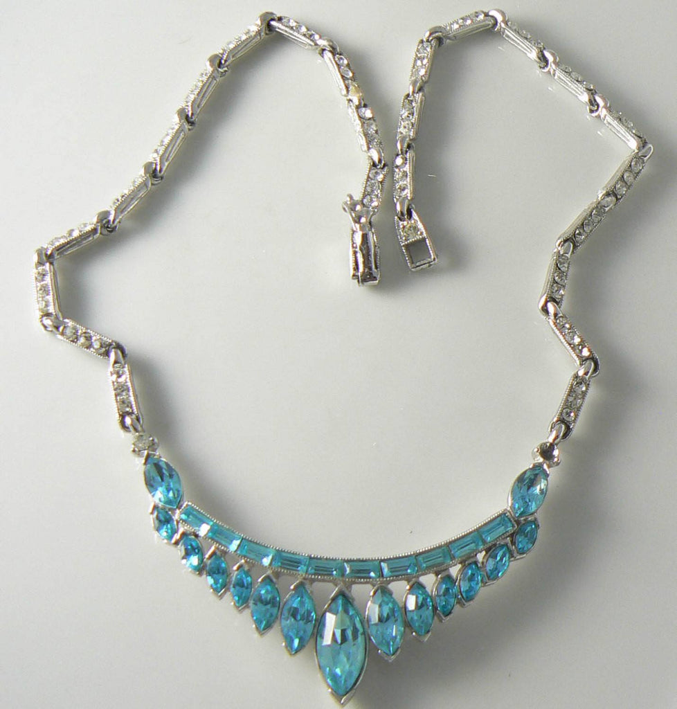 Vintage Bogoff Ice Blue Crystal Necklace - Vintage Lane Jewelry