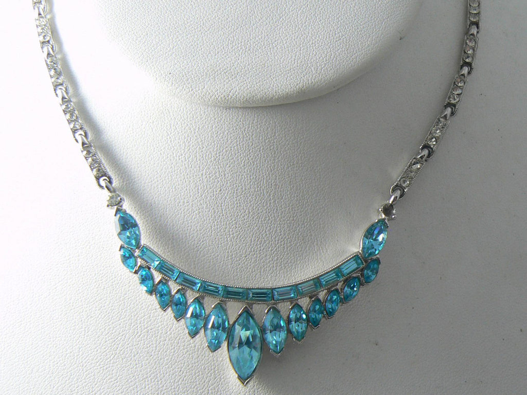Vintage Bogoff Ice Blue Crystal Necklace