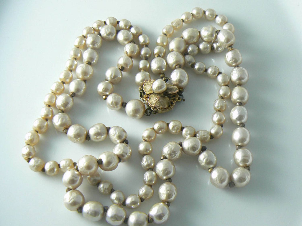 Vintage Miriam Haskell Double Strand Baroque Pearl Necklace
