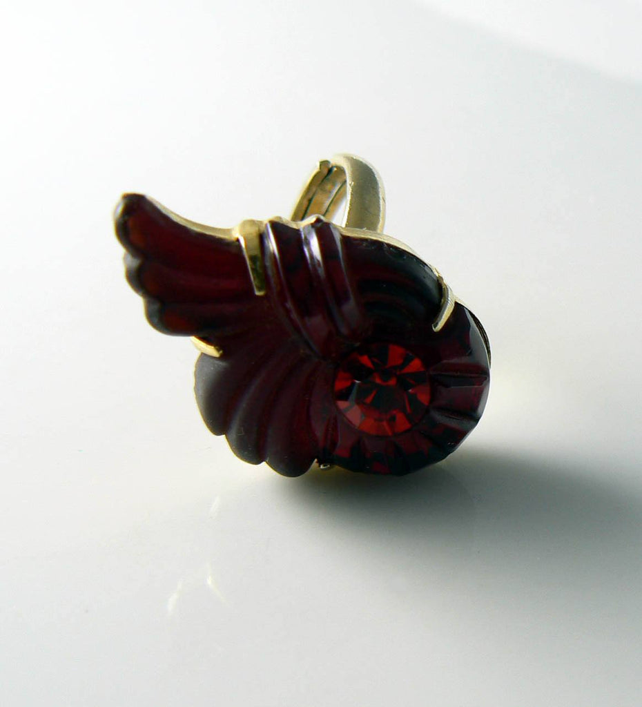 Vintage Molded Red Rhinestone Cocktail Ring - Vintage Lane Jewelry
