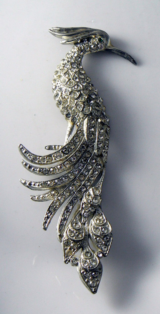 Huge Pot Metal Paste Rhinestone Book Piece Bird Brooch