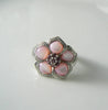 Affinity Sterling Silver Pink Mother Of Pearl Ruby Flower Ring - Vintage Lane Jewelry