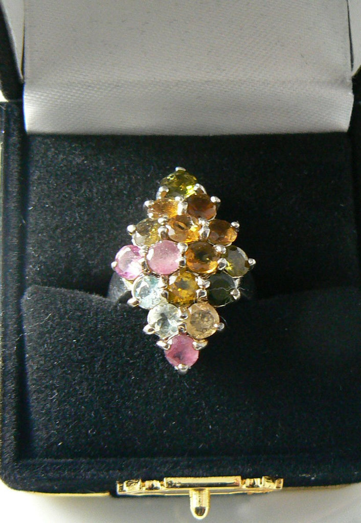 Sterling Silver 5ct Tourmaline Cluster Cocktail Ring