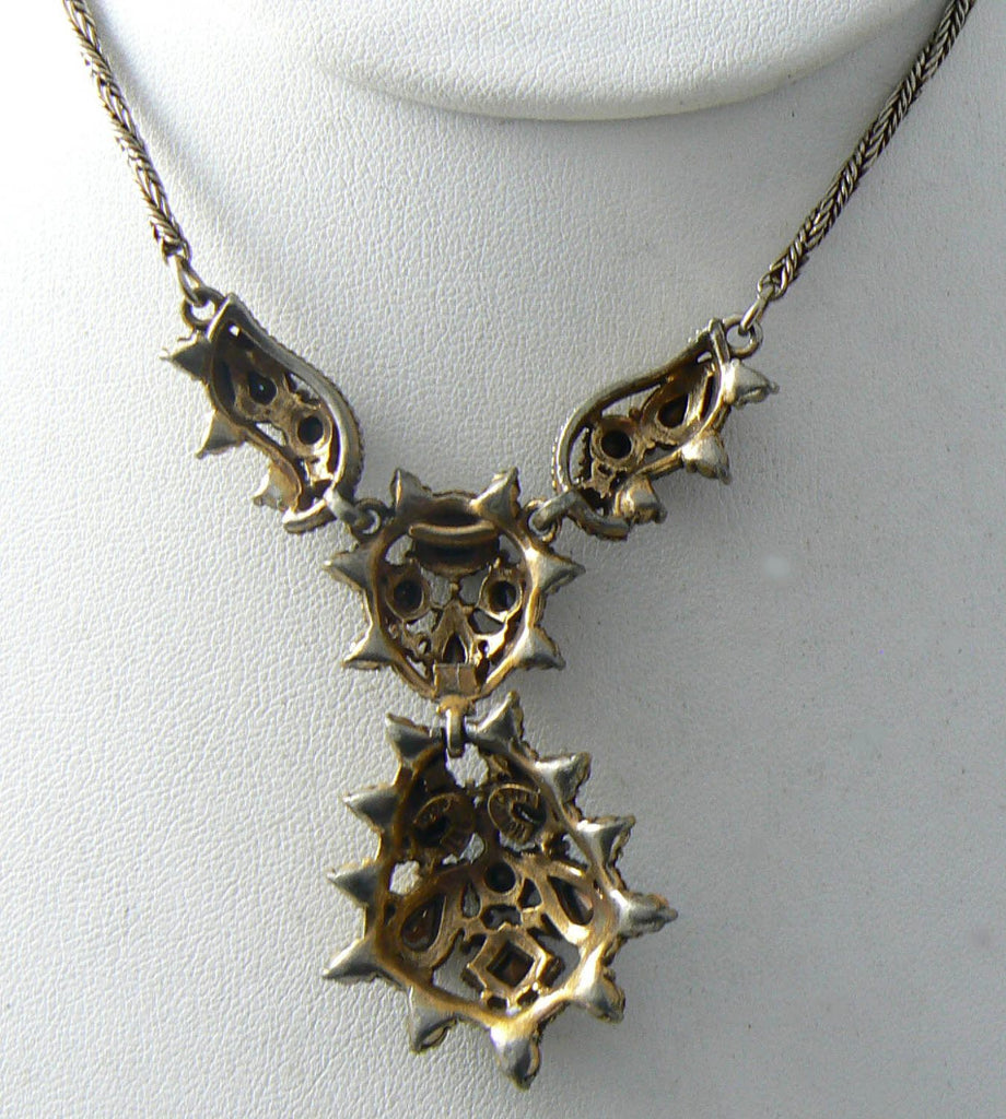 Vintage Signed Hollycraft 1951 Pastel Rhinestone Crystal Necklace - Vintage Lane Jewelry