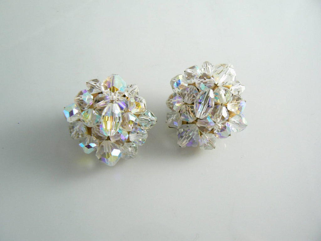 Vintage Ab Crystal Necklace And Earrings - Vintage Lane Jewelry