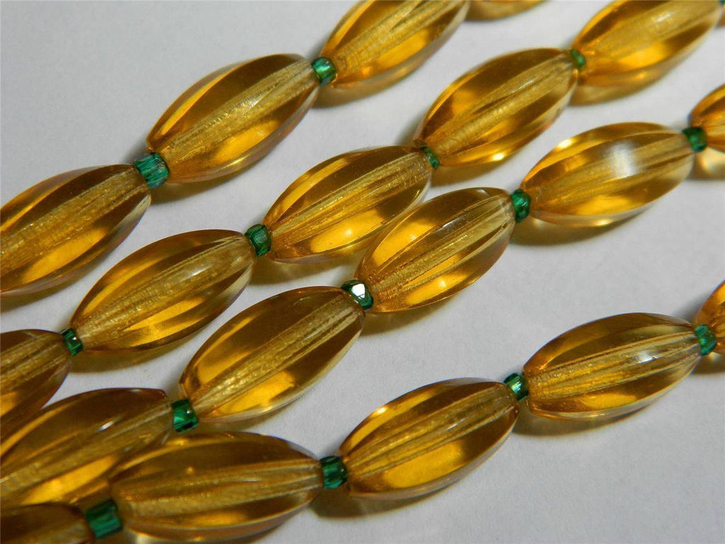Antique Victorian Amber Glass Bead Necklace - Vintage Lane Jewelry