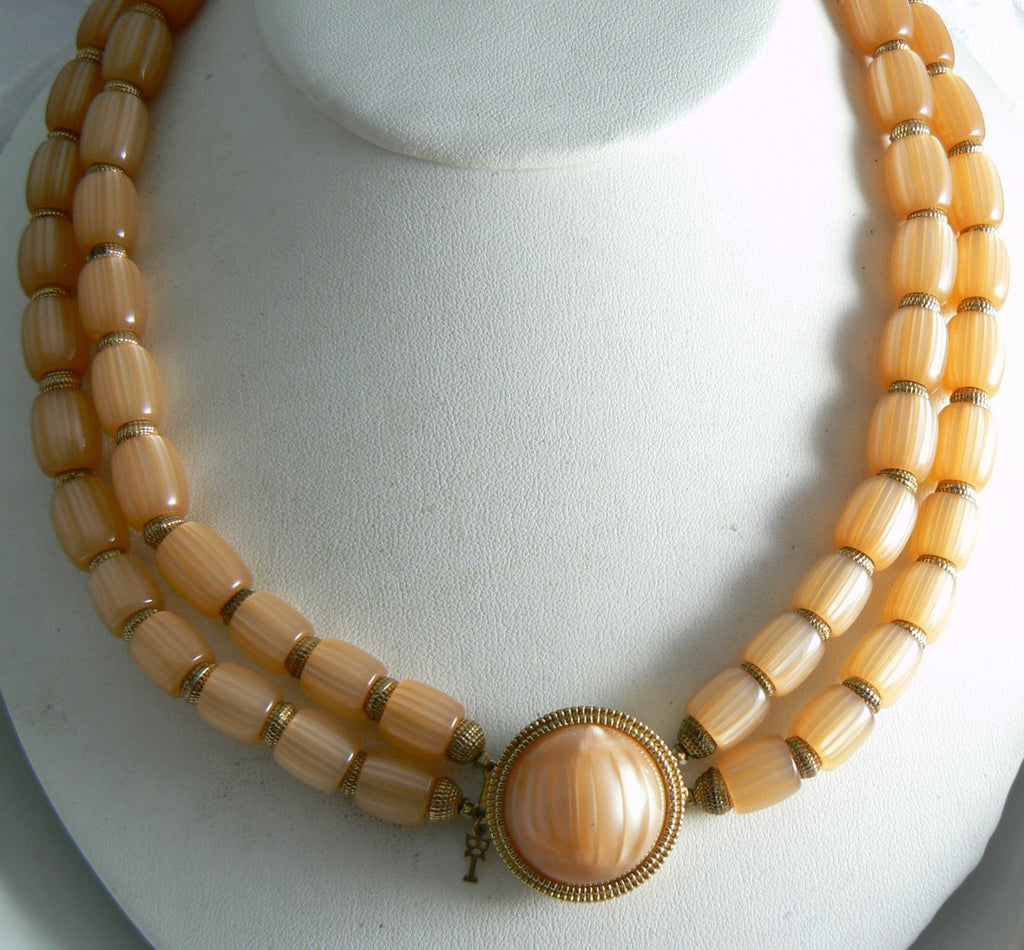 Trifari Full Parure Champagne Necklace Bracelet Earrings Signed Set - Vintage Lane Jewelry