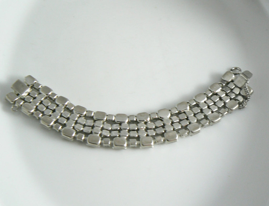 Weiss Wide Crystal Rhinestone Bracelet - Vintage Lane Jewelry