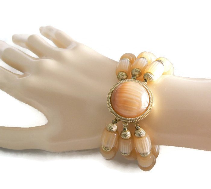Trifari Full Parure Champagne Necklace Bracelet Earrings Signed Set - Vintage Lane Jewelry