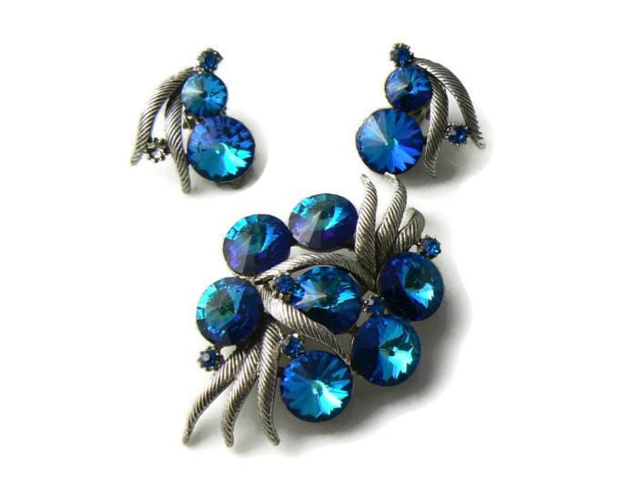 Vintage Blue Rivoli Demi Parure