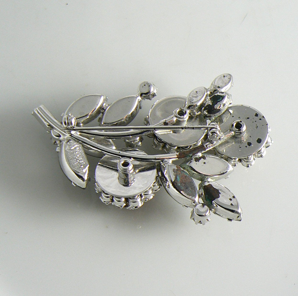 Vintage Vendome Smoky Gray Rhinestone Flower Brooch - Vintage Lane Jewelry