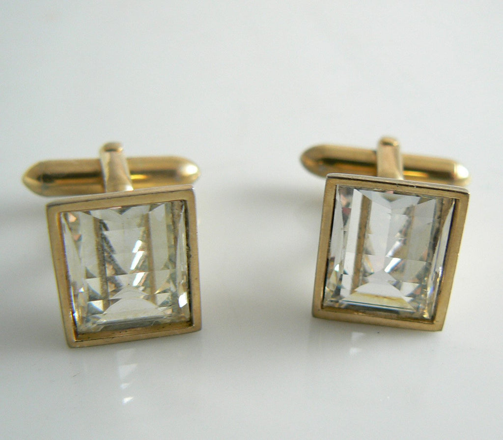 Vintage Step Cut Crystal Cufflinks