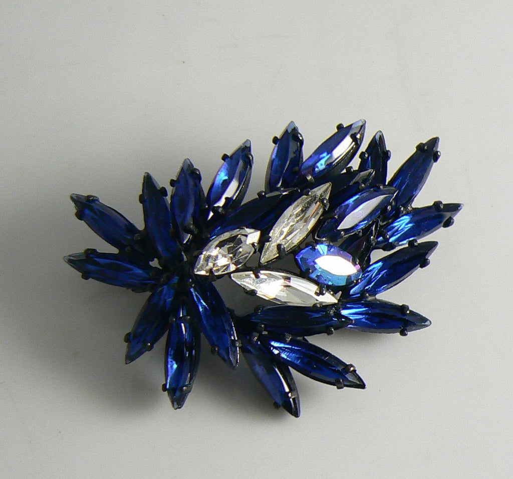 Dark Blue Regency Rhinestone Japanned Brooch