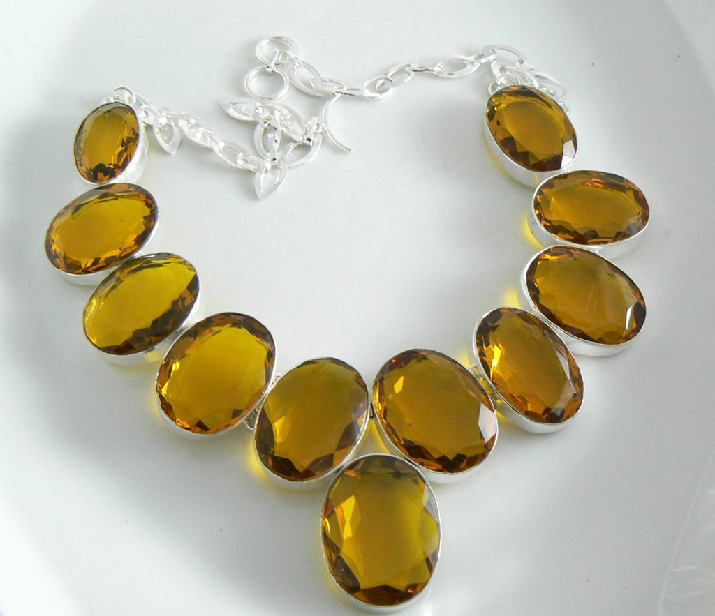 Honey Citrine Silver Necklace
