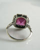 Art Deco Era Sterling Silver Filigree Pink Paste Ring - Vintage Lane Jewelry