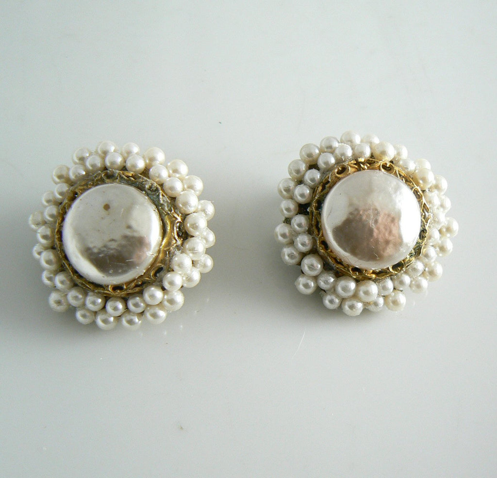 Miriam Haskell Baroque Pearl 3-strand Necklace Earring Set - Vintage Lane Jewelry