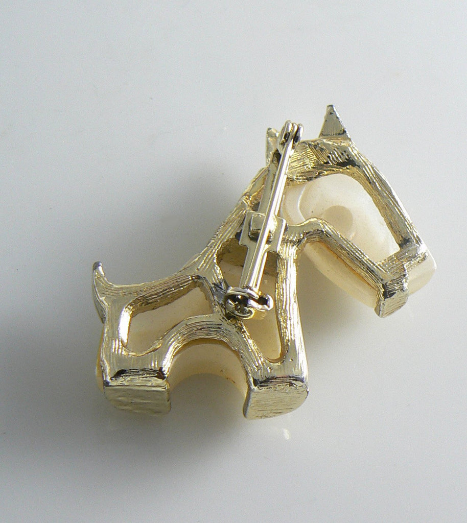 Vintage Hattie Carnegie Primitives On Parade Frosted Glass Dog Brooch - Vintage Lane Jewelry
