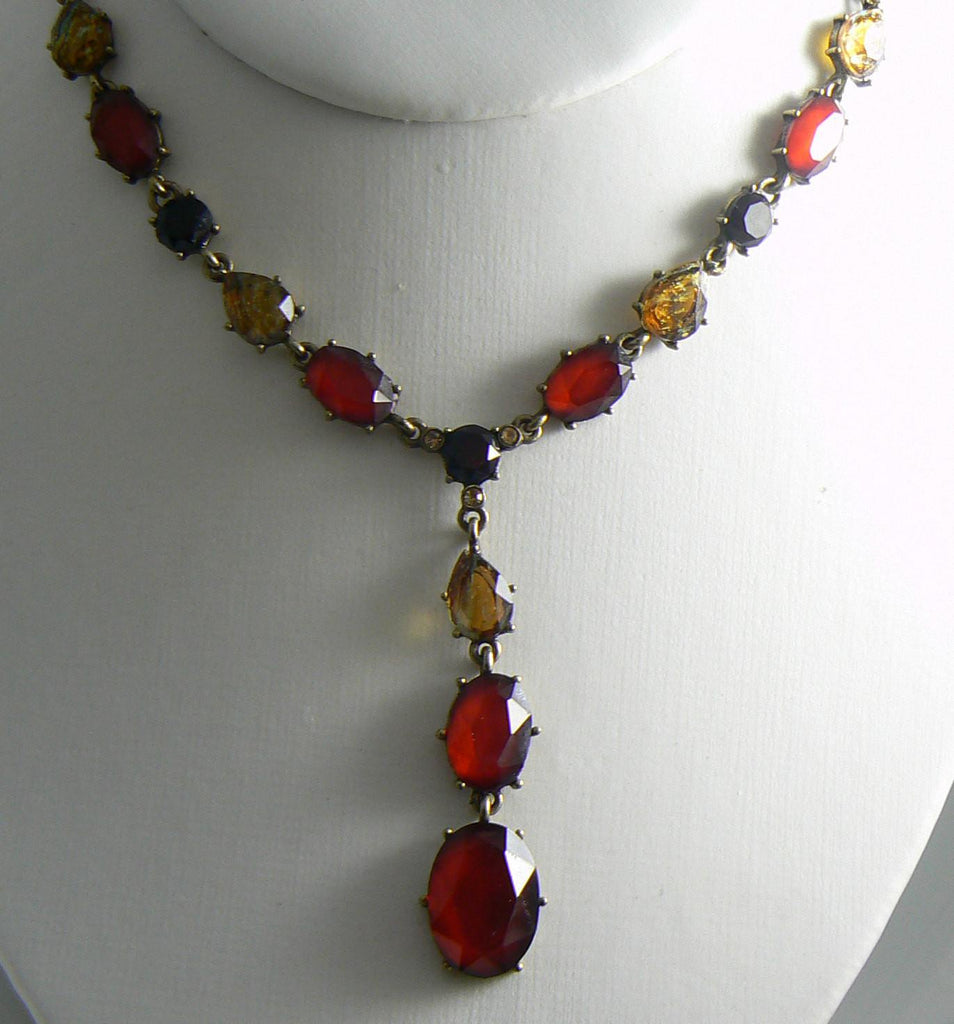 Rare Carolina Herrera Reds And Citrine Colored Stones Necklace