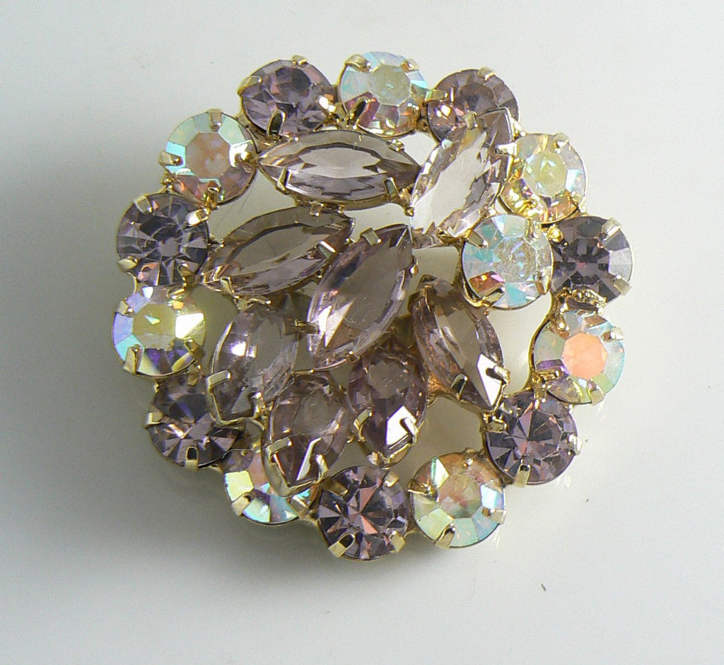 Vintage Lilac Rhinestone Brooch