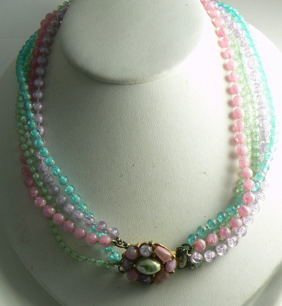 Signed Selini Fancy Clasp Lucite Necklace - Vintage Lane Jewelry