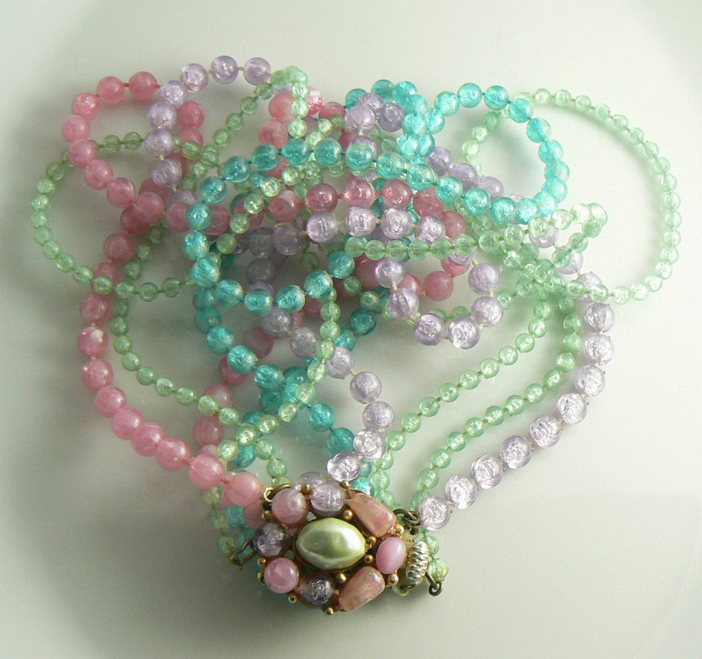 Signed Selini Fancy Clasp Lucite Necklace - Vintage Lane Jewelry
