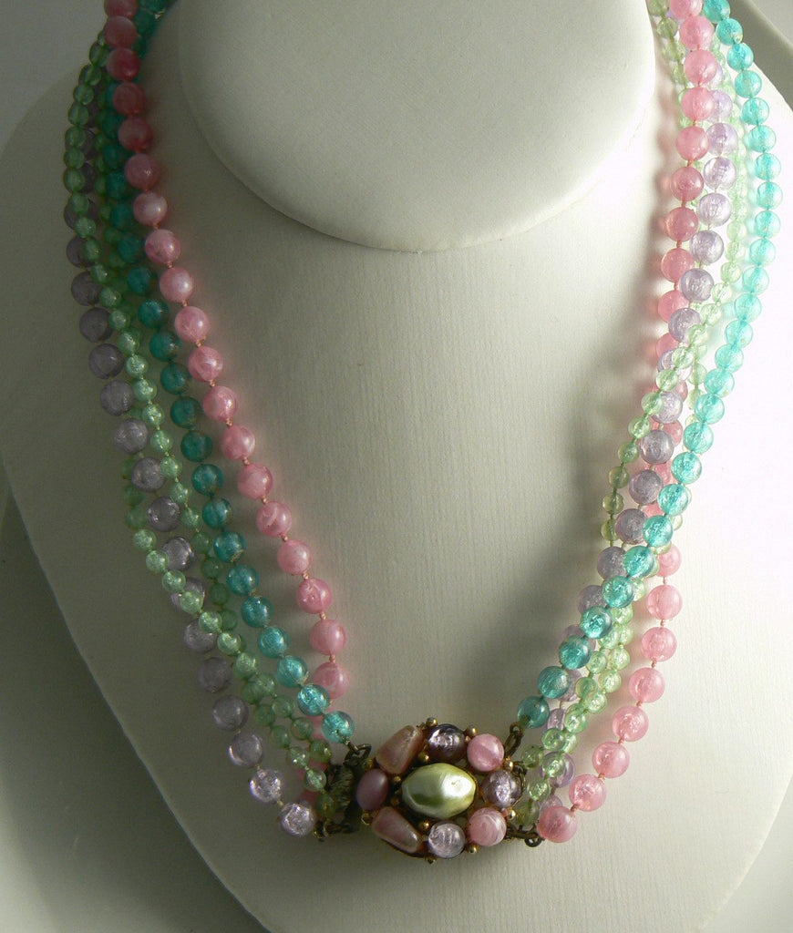 Signed Selini Fancy Clasp Lucite Necklace