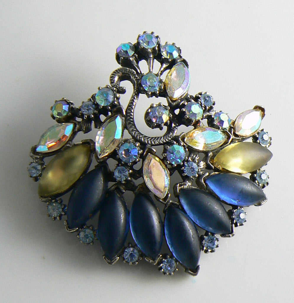 Florenza Blue, Satin and Sparkling AB Demi Parure - Vintage Lane Jewelry