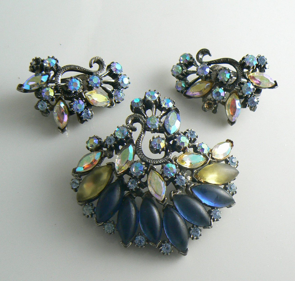 Florenza Blue, Satin and Sparkling AB Demi Parure