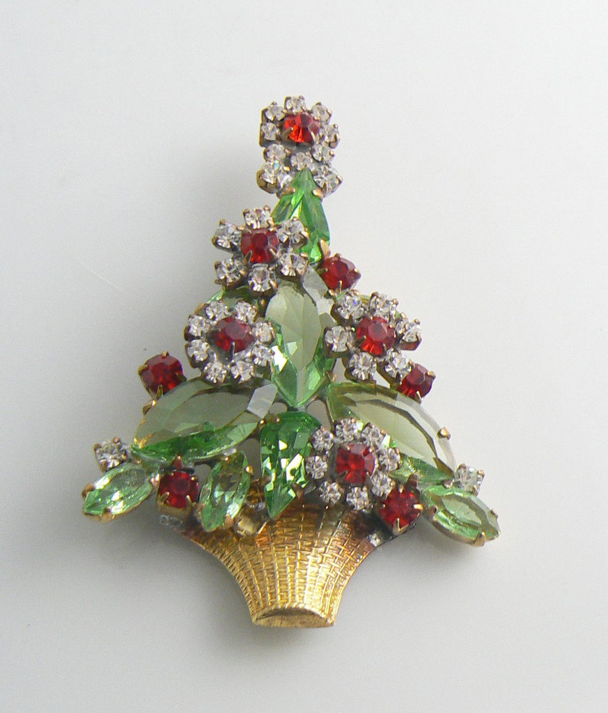 Czech Glass Christmas Flower Tree Pin