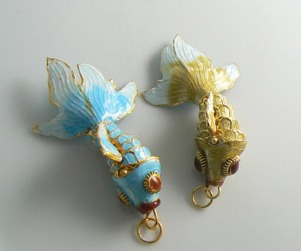 Articulating Enamel Koi Fish Pair