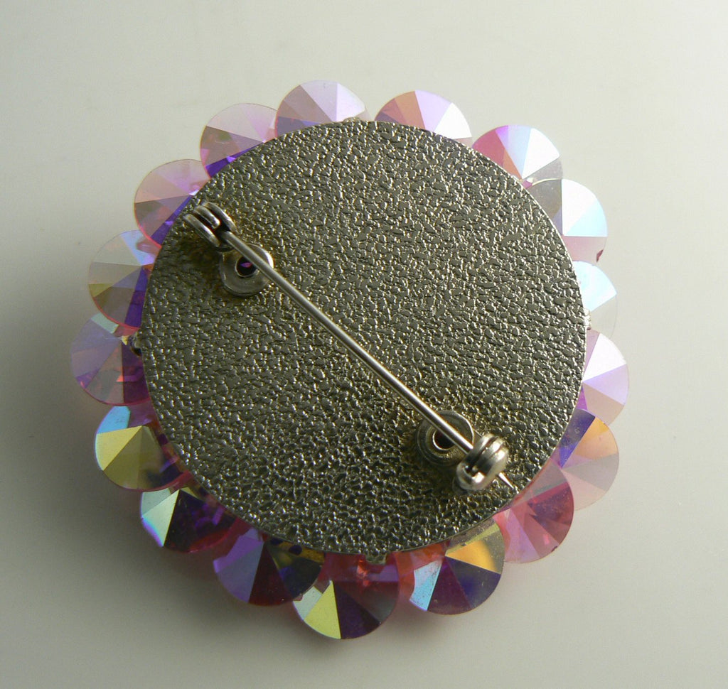 Vintage Layered Pink Crystal Brooch - Vintage Lane Jewelry