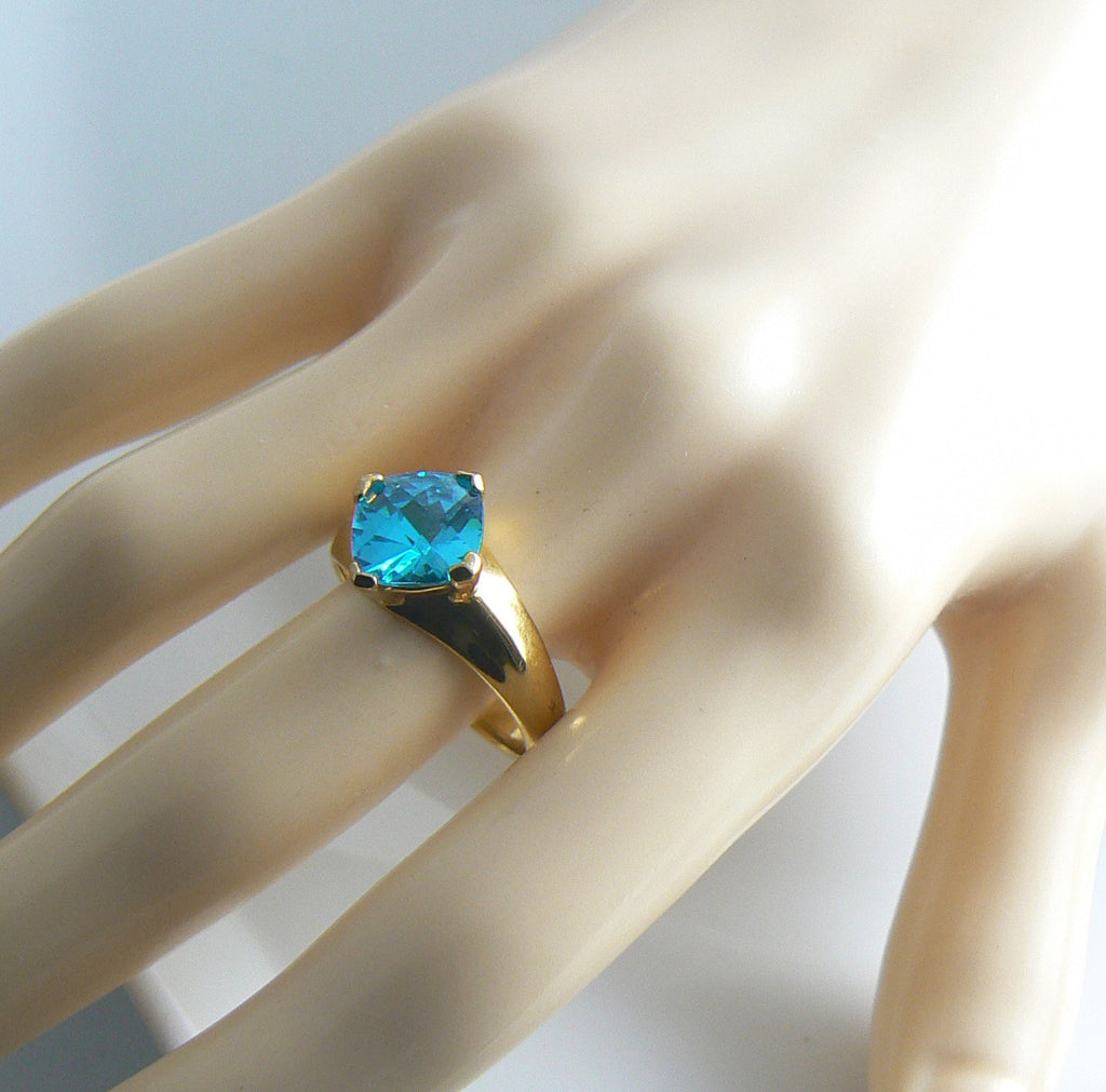 Apatite 14k over sterling solitaire ring - Vintage Lane Jewelry