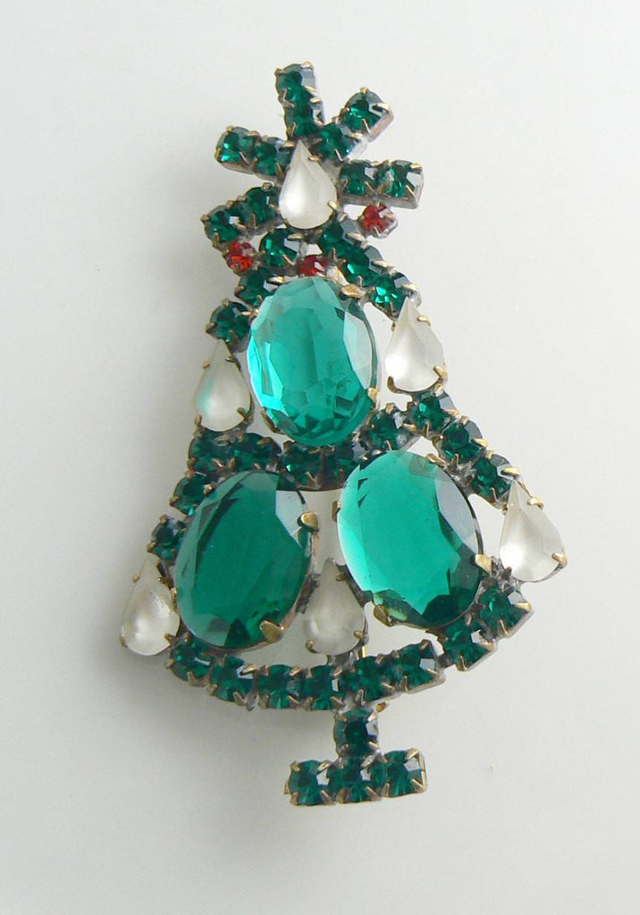 Husar D. Czech Glass Christmas Tree Brooch
