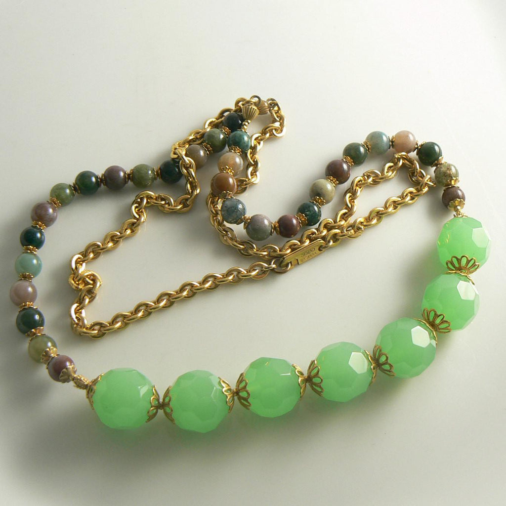 Miriam Haskell Stone Beaded Vintage Necklace - Vintage Lane Jewelry