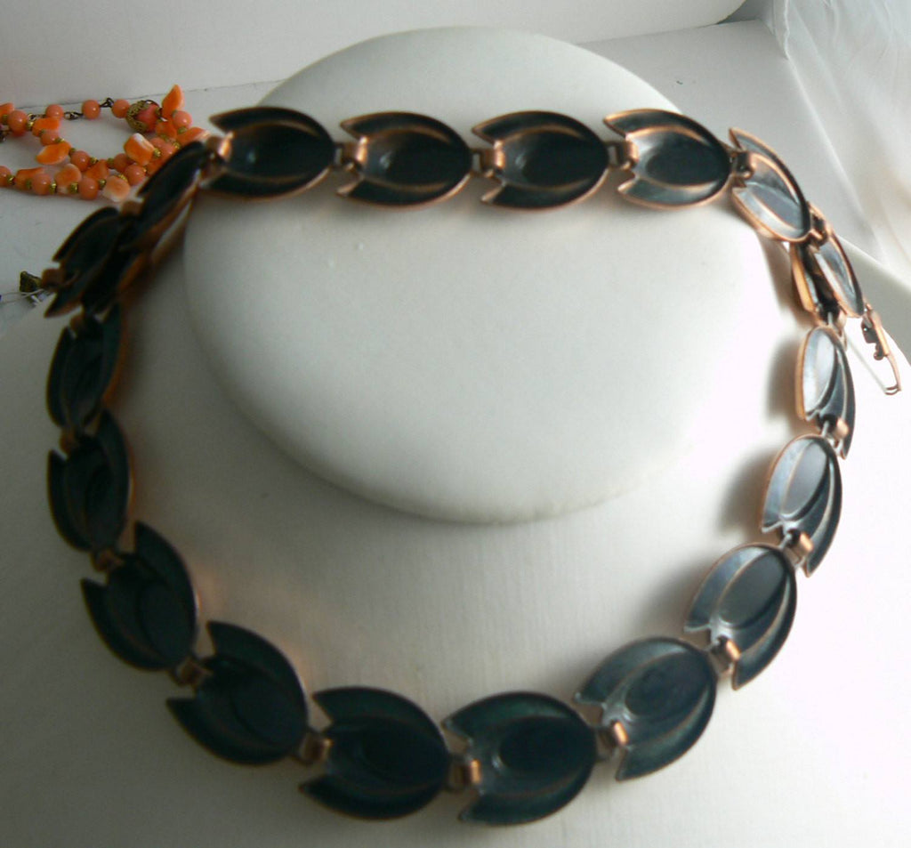 Matisse Renoir Copper Tulip necklace and bracelet set - Vintage Lane Jewelry