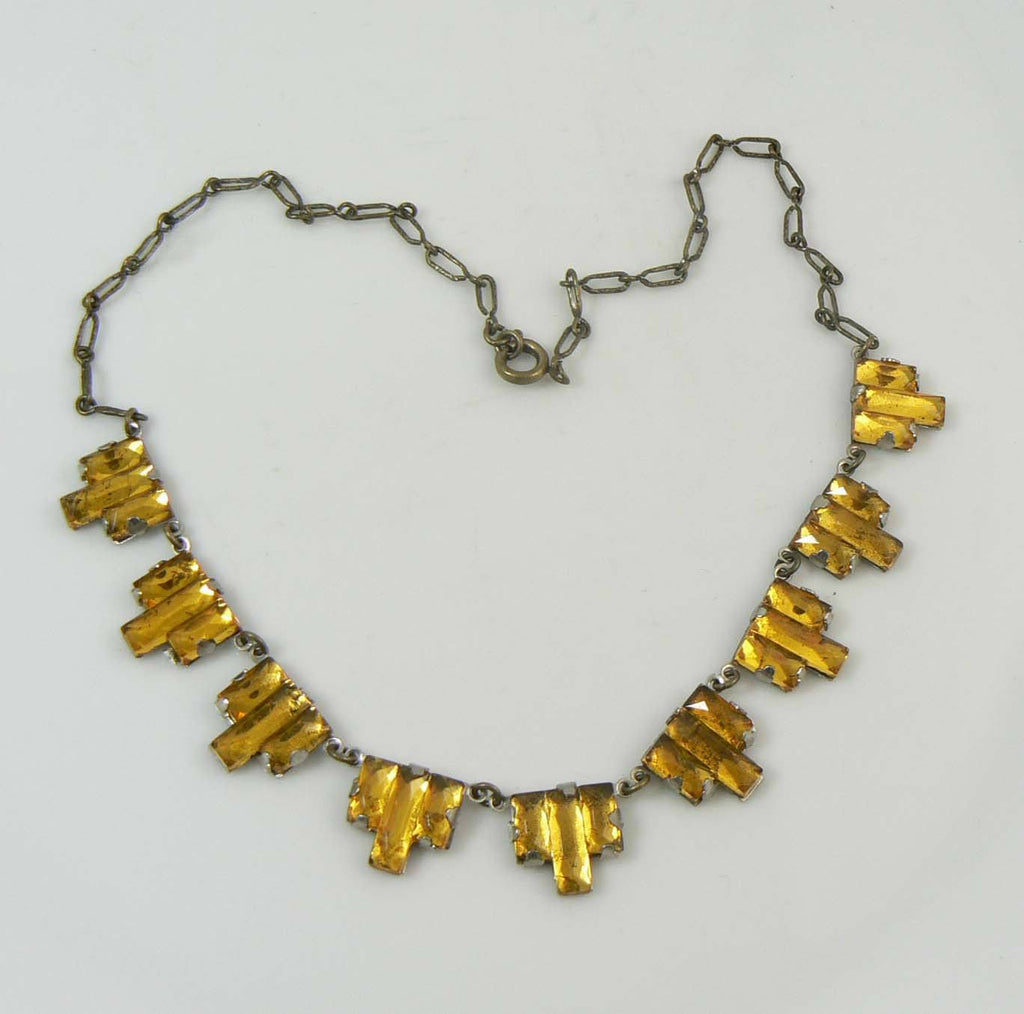 Vintage Stepped Vauxhall Glass Art Deco Necklace