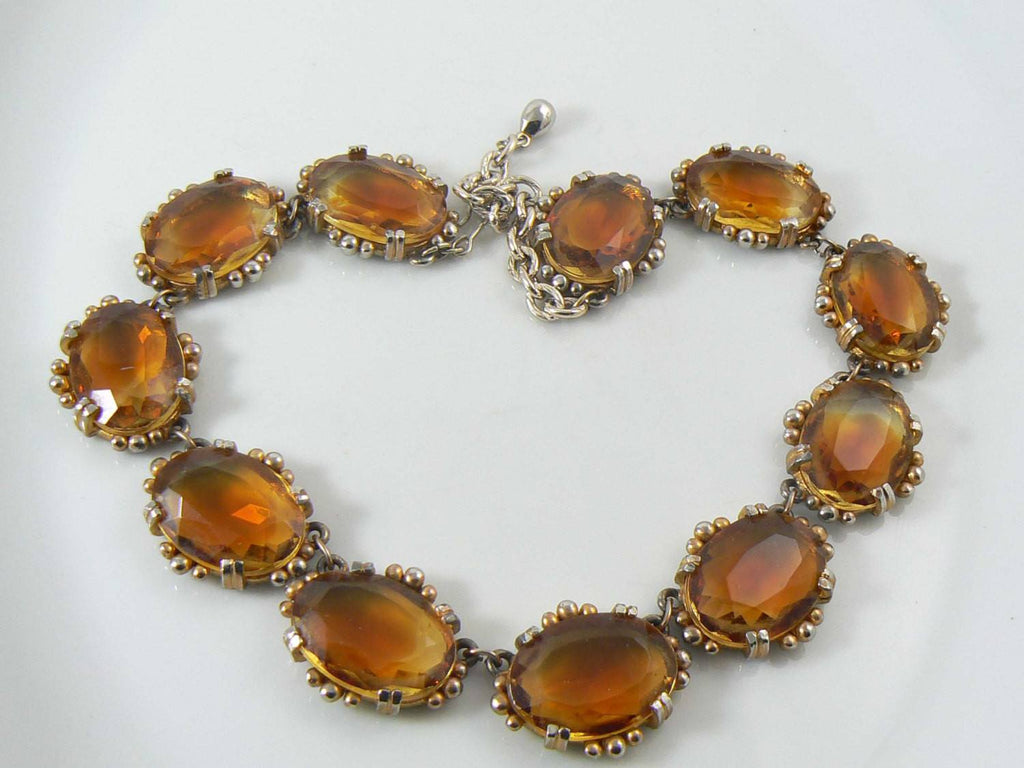 Vintage Amber Glass Open Back Necklace