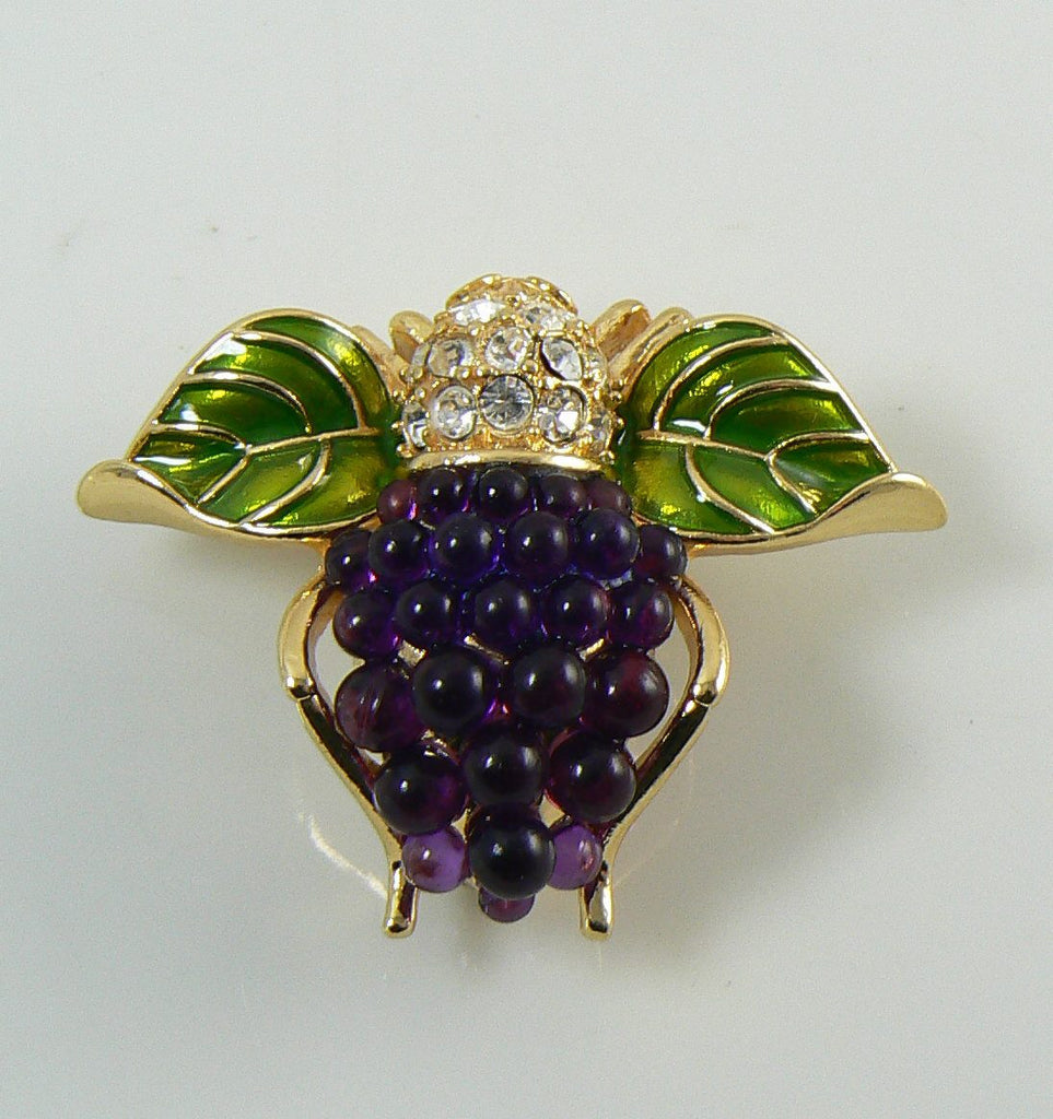 Joan Rivers Grape Cluster Bee Brooch/Pin, Figural Pin