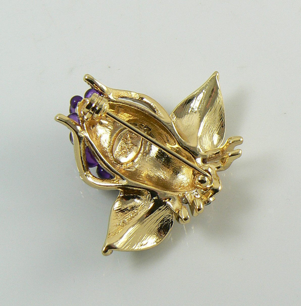 Joan Rivers Grape Cluster Bee Brooch/Pin, Figural Pin - Vintage Lane Jewelry
