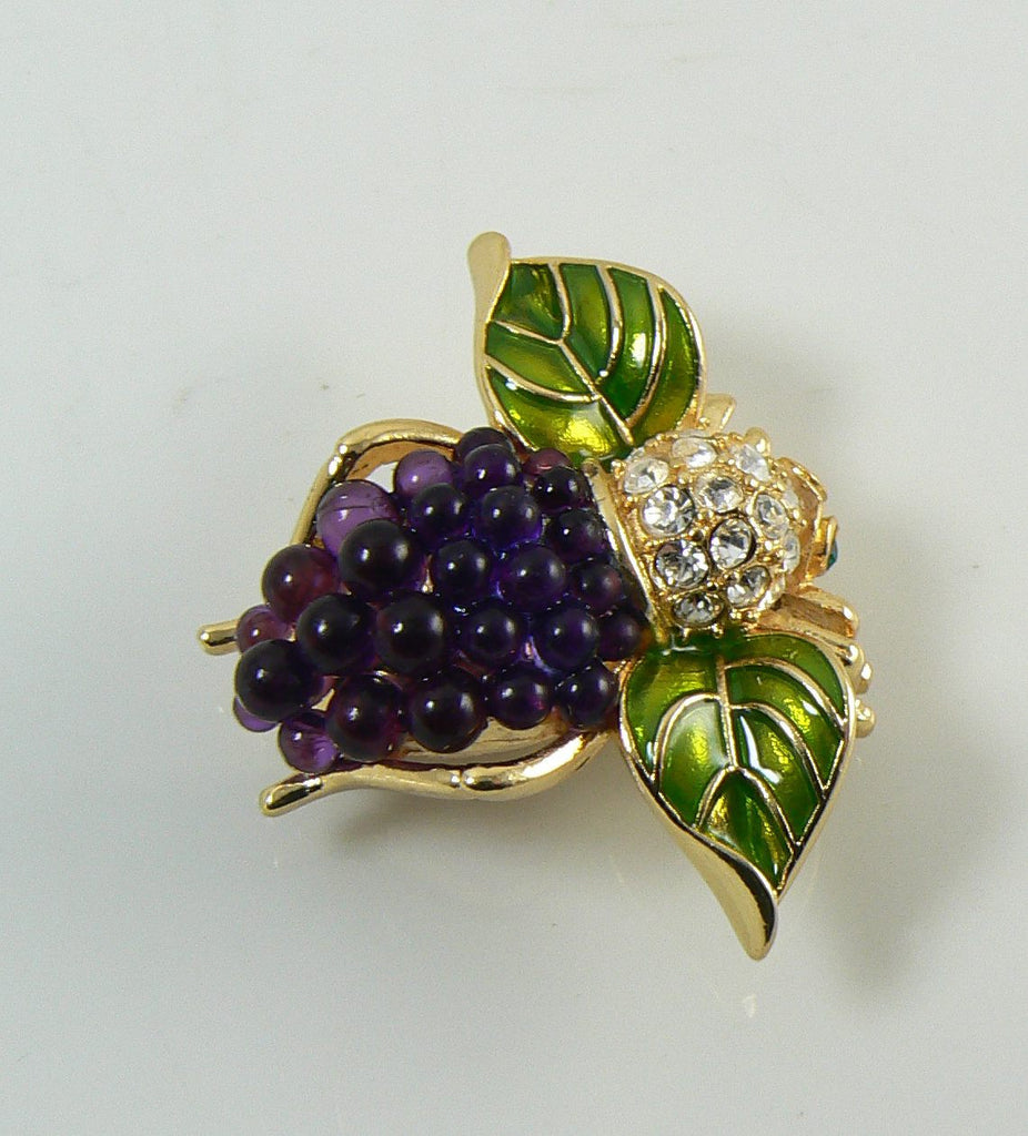 Joan Rivers Grape Cluster Bee Brooch/Pin, Figural Pin - Vintage Lane Jewelry