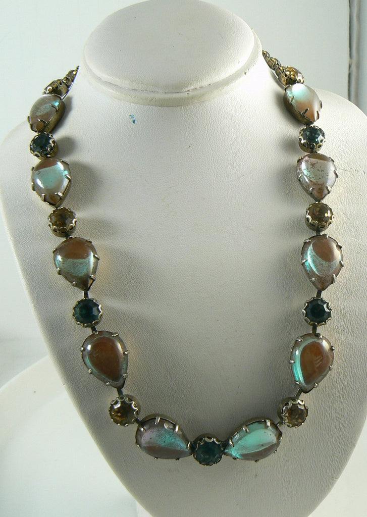 Vintage Regency Saphiret Blue Topaz Rhinestone Necklace