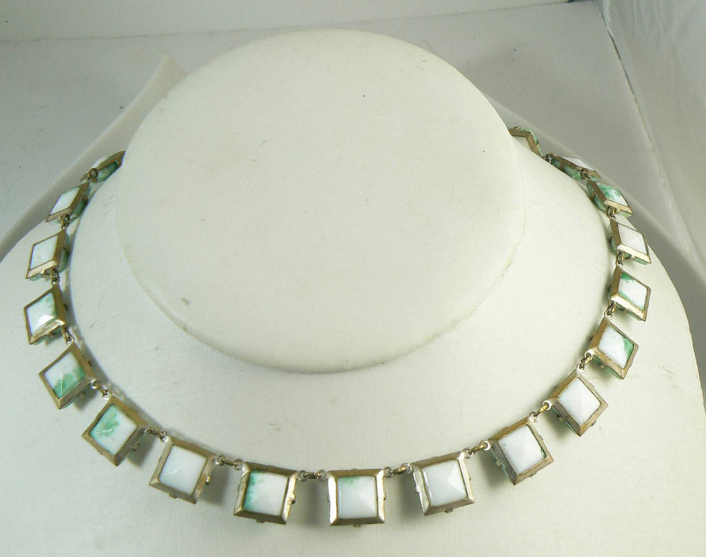 Vintage Art Deco Peking Glass Collar Necklace - Vintage Lane Jewelry