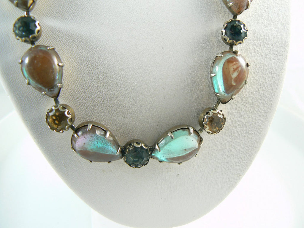Vintage Regency Saphiret Blue Topaz Rhinestone Necklace - Vintage Lane Jewelry