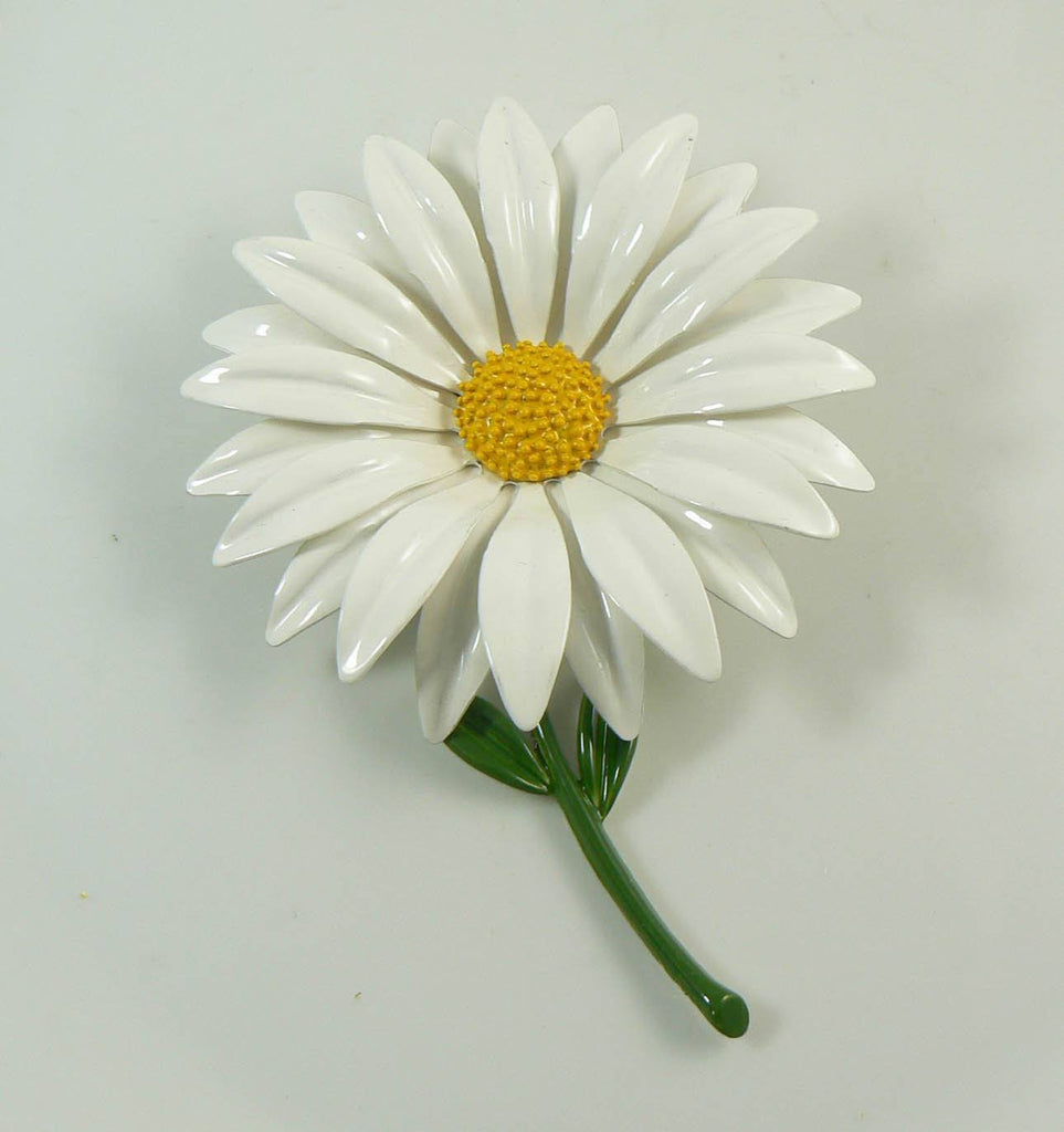 Daisy Huge White Enamel Flower Pin