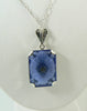 Art Deco Blue Camphor Glass Filigree Diamond Sterling Silver Necklace - Vintage Lane Jewelry