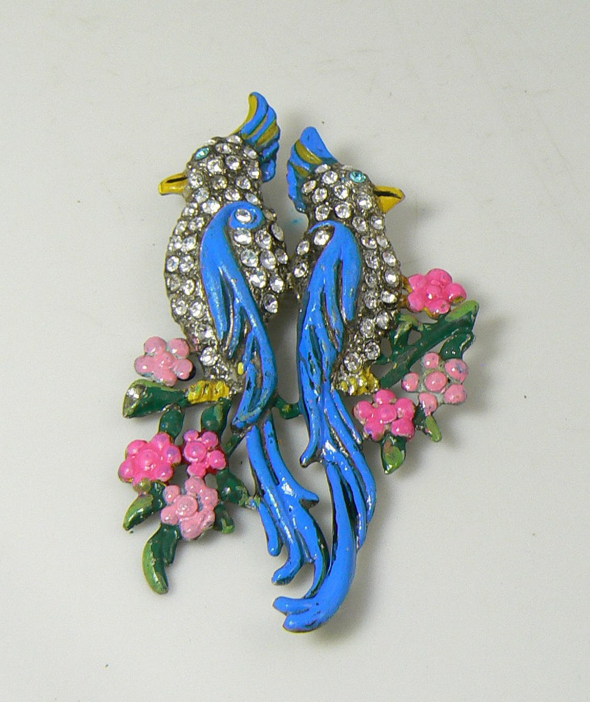 1941 Gene Verrecchio Coro Calopsitta Cockatoo Brooch - Vintage Lane Jewelry