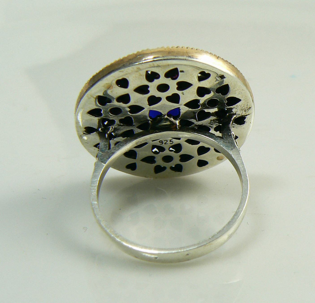 Turkish Ruby, Sapphire and Topaz Sterling Silver Ring - Vintage Lane Jewelry