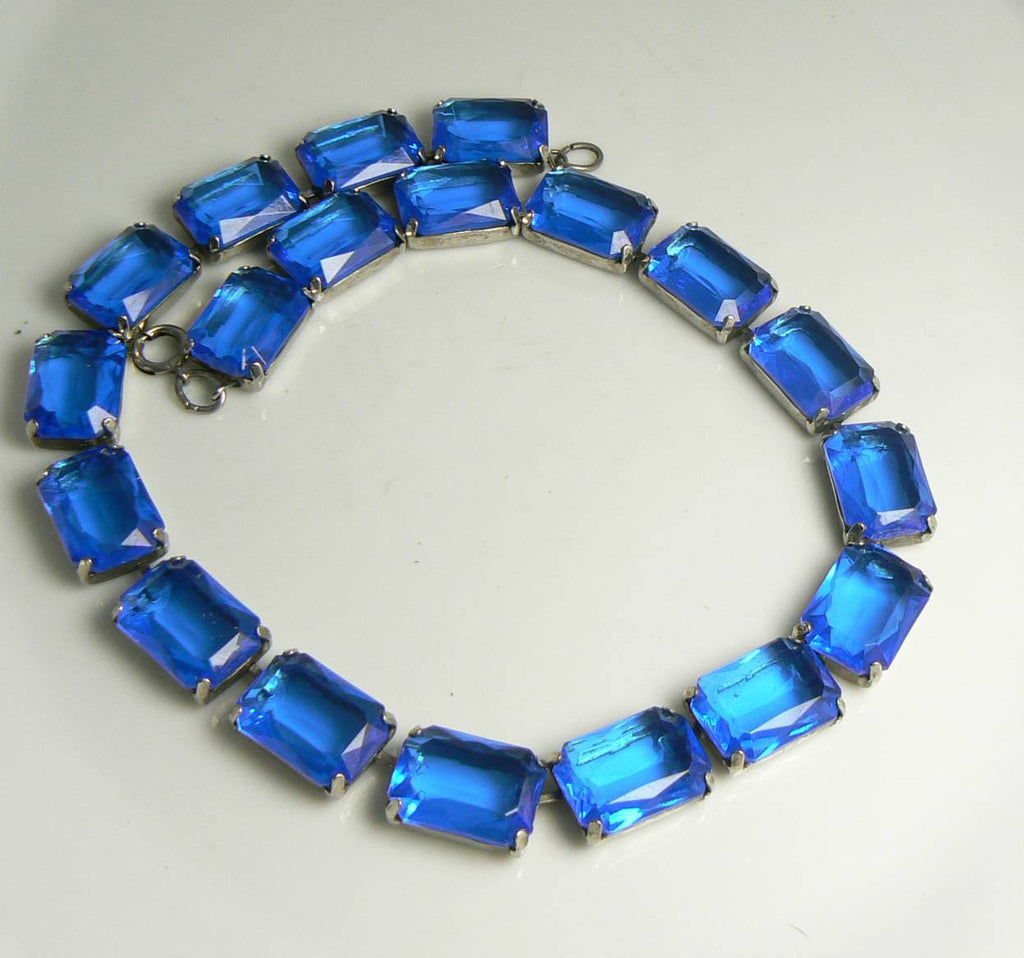 Vintage Sapphire Bright Blue Lucite Necklace