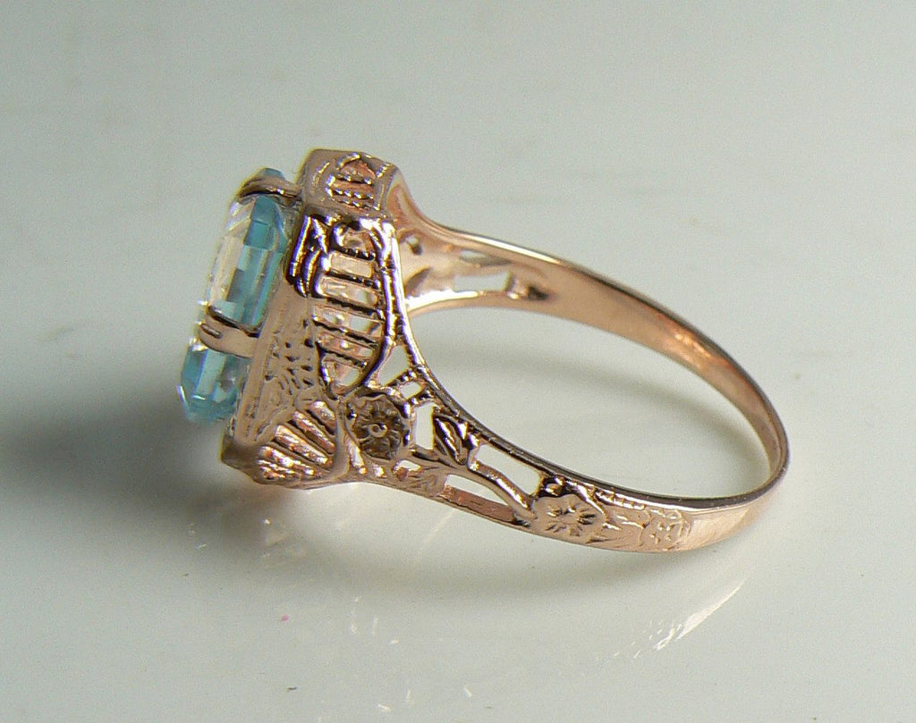 Edwardian Revival Filigree Rose Gold Ring - Vintage Lane Jewelry
